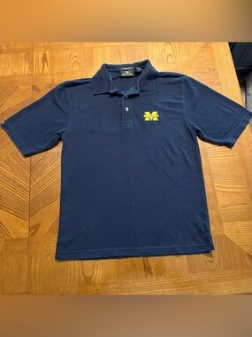 Antigua Michigan Wolverines Navy Blue Performance Polo Shirt Men’s Size Small
